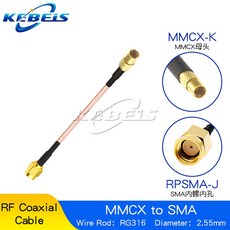 RG316 SMA MMCX 케이블 RP 암 너트 잭 수 플러그 직선 및 직각 WiFI 안테나 RF 동축 확장 점퍼, RPSMA-J TO MMCX-K