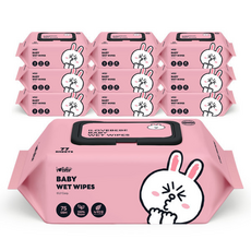 레이온100%라인프렌즈 코니75g 77매 10팩 캡형 물티슈, 75g, 10개