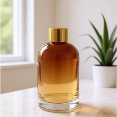 VITO zakka 圓柱漸層棕色香薰瓶 250ml 玻璃空瓶, 1個, 黑色木蓋A款