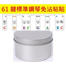 鋼琴鍵盤貼 鋼琴音階貼 電子琴鍵盤貼 鋼琴音符貼, 1個, 61鍵(音符條標準鍵盤長度83cm)