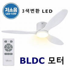 48인치 홈빛 저소음 삼색변환 LED 슬림 실링팬 (1년 무상 AS) 리모컨포함, 화이트