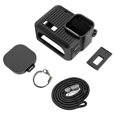 PULUZ 실리콘 보호 하우징 쉘 케이스 측면 인터페이스 커버 GoPro HERO 2024 액세서리, 01 검정색