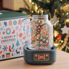 전기 티 워머 스토브 세라믹 캠핑용 레스토랑 식당 1.8L, 스퀘어 전기 타워머+투명 주전자1.8L-그린