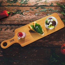 두꺼운 단단한 원목 사각 양면 손잡이 플레이팅 도마 소형