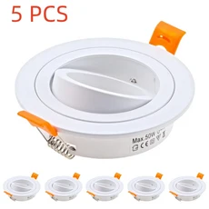 5/10pcs GU10 MR16 라운드 최근 천장 스포트라이트 프레임 LED 통 각도 조절 회전 실내 조명기구, 03 5pcs White