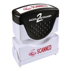 Accu-Stamp 2® 셔터 단색 스탬프 \"스캔\" 4.8cm x 1.3cm (1 5/8인치 1/2인치) 임프레션 레드, Accu-Stamp 2® 셔터 단색 스탬프, "스캔", 1개