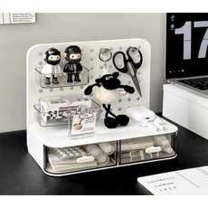 타공판 데스크탑 스탠딩 수납 선반 책상 정리 수납H333, 흰색, 1개