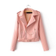 여성용 솔리드 숏 슬림 PU 가죽 자켓 Women's Jacket 1U139