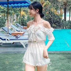 L.HOUSESTORE봄여름 수영복 세트 관능 원피스 스타일의 자외선 차단