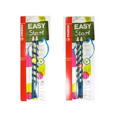 스타빌로 이지그래프연필 HB 2본 올바른 필기습관, 페트롤(왼손)