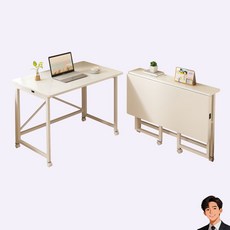간이 이동식테이블 원룸 슬림 바퀴달린 접이식책상, D. 티크색 이동형 60x40