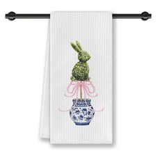 CosxHabitat 부활절 토끼 주방 접시 타월 40.6 x 61cm(16 x 24인치) Chinoiserie 토끼 활 핸드 타월 봄 홈 데코용 여성 및 여아용, CosxHabitat 부활절 토끼 주방 접시 타월 40, Easter Decoration 02