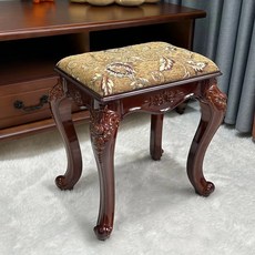 투윅스 엔틱 스툴 보조 화장대 의자 간이 인테리어 빈티지 소품, 42, 1개, 패브릭 그린