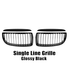 E91 올 그릴 슬랫 호환 시리즈 듀얼 블랙 교체용 차량 프론트 실버 2008 크롬 다이아몬드 레이싱 용 3 스타일 E90 XVIP BMW 2005, Single-Glossy Black