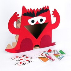 形狀分類數學區益智玩具，幼兒園自製教具，培養數學幾何概念與手眼協調能力, 1個, 三角形小怪獸