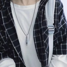 본라이프 올스테인리스 호신용 호루라기 목걸이 휘슬 펜던트 써지컬 패션 휘파람 목걸이 호각, 실버, 1개