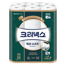 크리넥스 천연 펄프 데코 & 소프트 3겹 화장지 30m, 24롤, 1개