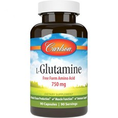 L글루타민 장 칼슨 유리 형태 아미노산 750mg 조직 생성 90캡슐, 1개