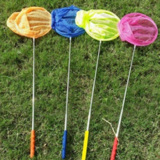 길이 조절 잠자리채 늘어나는 휴대용 폴리에스터 야외 곤충 채집 스텐레스 물놀이 장난감 물고기 그물망, 형광그린