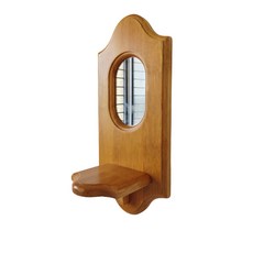 複古實木香薰燭臺置物架 壁掛式裝飾鏡子, 櫻桃色