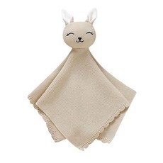 LAWKUL Bunny Lovey 아기 담요 부드럽고 껴안고 싶은 애착 니트 스너글 컴포트 신생아 유아 남아 여아 블루 40.6x40.6cm16x16인치 164030, 카멜 버니