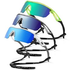 Vcarsian 편광 아동용 선글라스 청소년 야구 소프트볼 사이클링 스포츠 선글라스 남아 여아 UV400 보호 고글 A2-그린+블루+레드+블루핑크+화이트 단일 사이즈, A4-transparent Green+white+tra