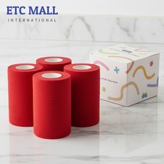 이티씨몰 자가점착 밴드 10cm 압박붕대 3+1 레드