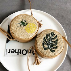 원통 망고 썸머 숄더백파인나뭇잎, 파인