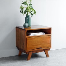 유씨엠 클레이 원목 2단 거실 침대 협탁, 1개