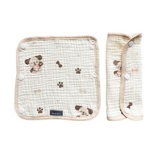 【Chu-mi 啾米】四層紗蘑菇圖案背帶口水巾組 推車口水巾 背巾口水巾 Doris.Ann, 泰迪狗, 1條