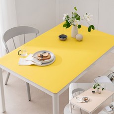 (16colors 11size) 깐깐공주 100% 방수 가죽 식탁보 테이블보 식탁매트 테이블매트, 60x60cm, 양면-15 (Lemon+Ivory), 1개