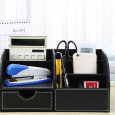 [서랍형 가죽 정리함] 블랙 데스크 오거나이저 소품 수납