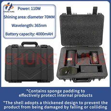 110W 365nm 자외선 손전등 자동차 차체 수리 퍼티 손상 감지등 페인트 검사용 표면 검사 도구, 01 검정색, 01 American plug, 04 One battery packs, 1