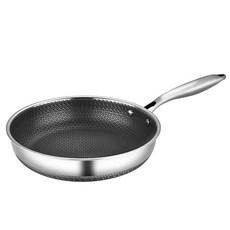 現貨304不鏽鋼平底鍋不粘鍋家用烙餅煎蛋牛排煎鍋燃氣電磁爐炒鍋, 1個, 304三層鋼單面屏 不帶蓋(燃氣竈電磁爐通用):20cm, 1cm