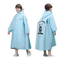 HANQI 兒童雨衣男童女童長款帶拉鏈書包位
