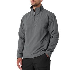 MorwenVeo 남성용 캐주얼 쿼터 지퍼 풀오버 경량 골프 트랙 재킷 세련된 윈드브레이커 야외 및 여행용 미스티 블루 XXL_175835, M, 다크그레이_175835