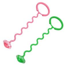 위시월드 LED 발목줄넘기 KC인증 꼬불이형, 그린 핑크, 2개