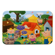 公主仙女主題拼圖，兒童益智玩具，培養空間感知能力，親子互動遊戲, 【100片】三隻小豬, 1個, 100片