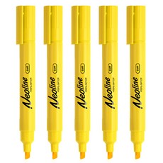 동아 네오라인 형광펜 단색(사각닙), 소프트-레몬, 5개