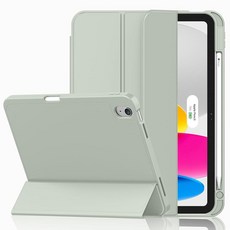 IMieet 아이패드(A16)/아이패드 10세대 [11인치 2025/10.9인치 2022]용 케이스 펜슬 홀더와 부드러운 TPU 뒷면이 있는 3단 스탠드 스마트 커버 터치, 세가 그린