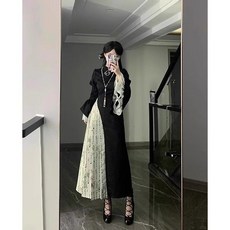 中華風 lolita 連衣裙 繡印結閤改良旂袍lo裙洛麗塔，古典優雅，舒適透氣，日常特殊場合皆宜, 1個, 旗袍,S