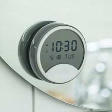 팀브로스 하프문 디지털 욕실 흡착 방수시계 (그레이), 하프문 그레이17371540, 1개