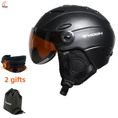 MOON조정 가능 헤드록 성인용 스노우 헬멧바이저가 있는 스키 mips 헬멧은 따뜻하고 편안하며 안개 방지 고, [03] XL, 04 Black stripes_03 XL, 1개