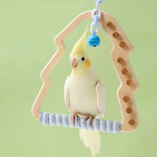 타핏 앵무새 횟대 장난감 노즈워크 원목그네 횃대, 문 그네 옐로우