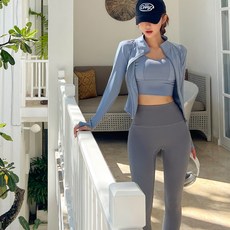 26夏 瑜伽服三件套 速乾輕膚裸感 瑜伽跑步束腰顯瘦健身套裝 1077