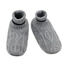 Panda Bros 남성용 슬리퍼 양말 플리스 안감 미끄럼 방지 밑창 겨울용 부드럽고 두껍고 아늑한 홈 부츠 따뜻하고 보송보송한 실내 신발 블랙., 10-13, Gray Diamond