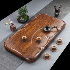 黑檀木茶盤 實木精雕雙龍戲珠 大號加厚排水茶具茶海, 大號平板酸枝紋80x42x7cm, 1個