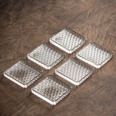 1인 화로 구이 돌판 한우 스테이크 일식 불판, A. 웨이브 유리 컵받침 정사각형6
