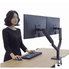 두터운 상판 LUX17 프리미엄 가스쇼바 듀얼 모니터암, 블랙 [EW031], 1개