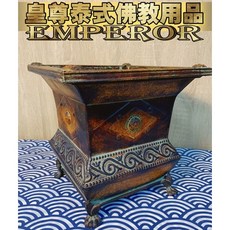 皇尊泰式佛教用品 泰式香爐 泰國香爐 金屬香爐 方形香爐 泰式佛具 泰國佛俱 香灰 插香爐, 1個